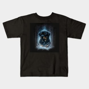 Mysterious Rottweiler In The Forest Kids T-Shirt